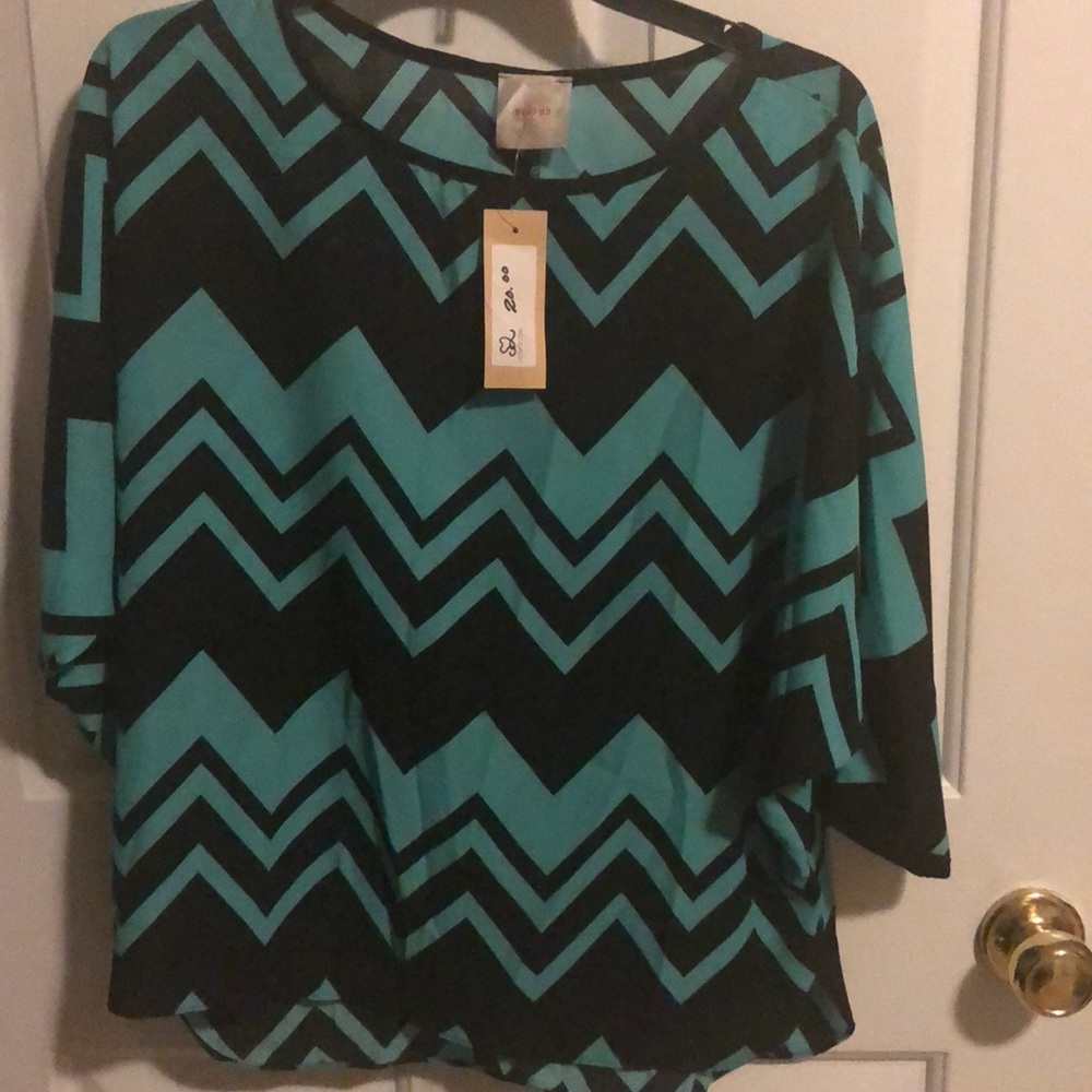 NEW with tags Boutique Green and Black Silky Top